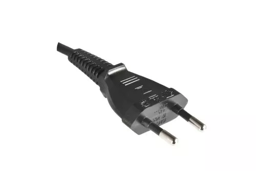 Type C to C7 angled mains cable, 0.75mm², Euro plug/IEC 60320-C7, VDE, black, DINIC box, length 2.00m